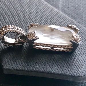 Judith Ripka SS Frosted Quartz Lotus Pendant